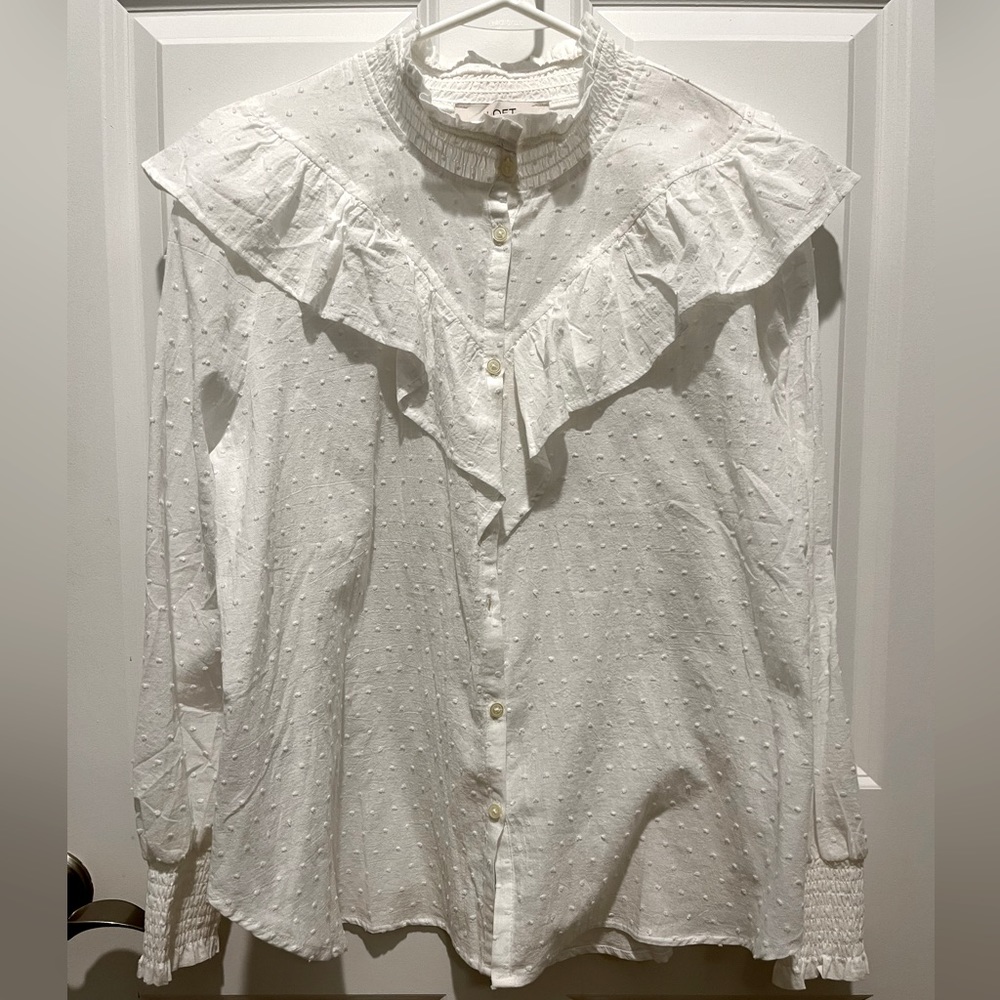 New Loft Button Down Frill Blouse